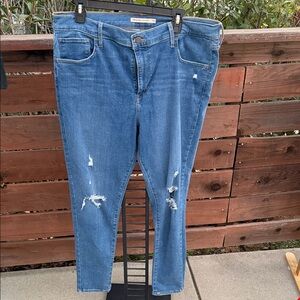 Levi's Blue Ripped High Rise Super Skinny Jeans